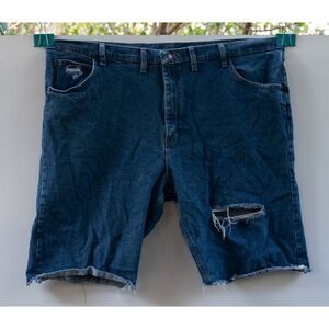 Wrangler Men's Blue Distressed Carpenter Denim Shorts Size 46